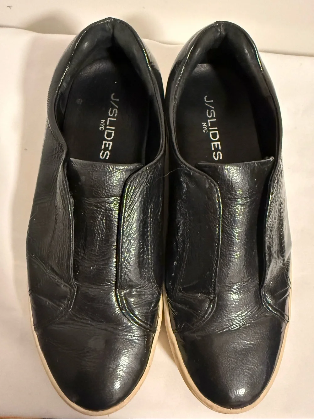 J/SLIDES Alara Charcoal Patent Slip On Platform Sneaker 6